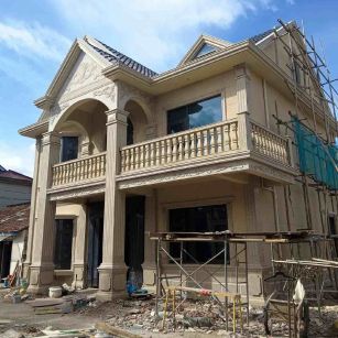 永州 黄金麻花岗岩石材私人别墅雕花门楼柱阳台栏杆