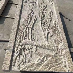 永州 黄金麻雕刻板浮雕迎客松