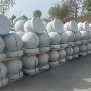 永州 白麻花岗岩石材圆球，石球，挡车球，隔离球，景观石球，风水球等