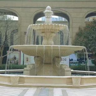 永州 黄金麻花岗岩异型加工——户外庭院石雕流水喷泉