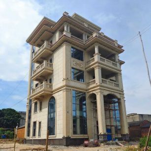 永州 黄金麻花岗岩石材别墅外墙干挂搭配（雕花栏杆花瓶柱门楼罗马柱）