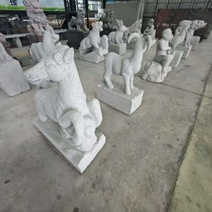 永州 芝麻白花岗岩造型立体雕刻——十二生肖
