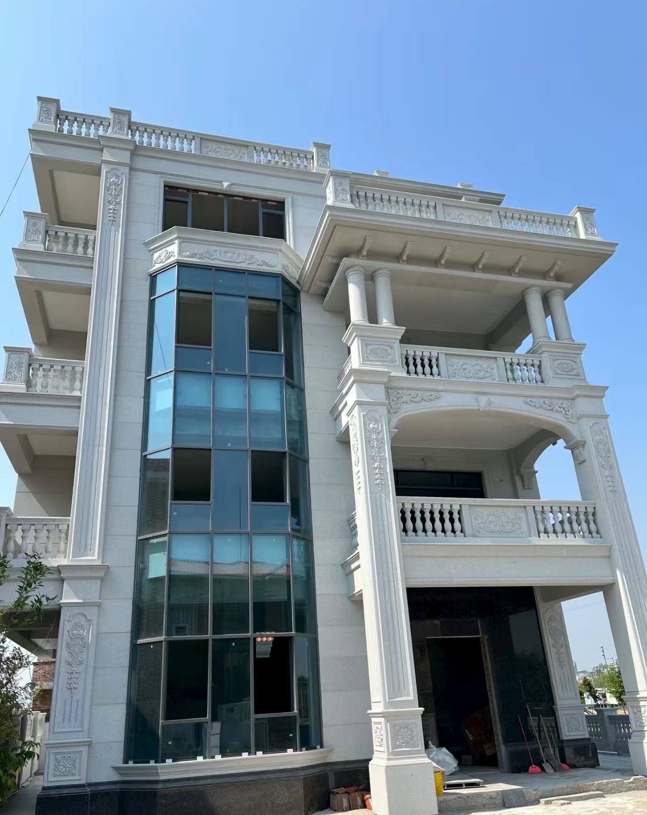 永州 白麻花岗岩别墅外墙干挂效果展示