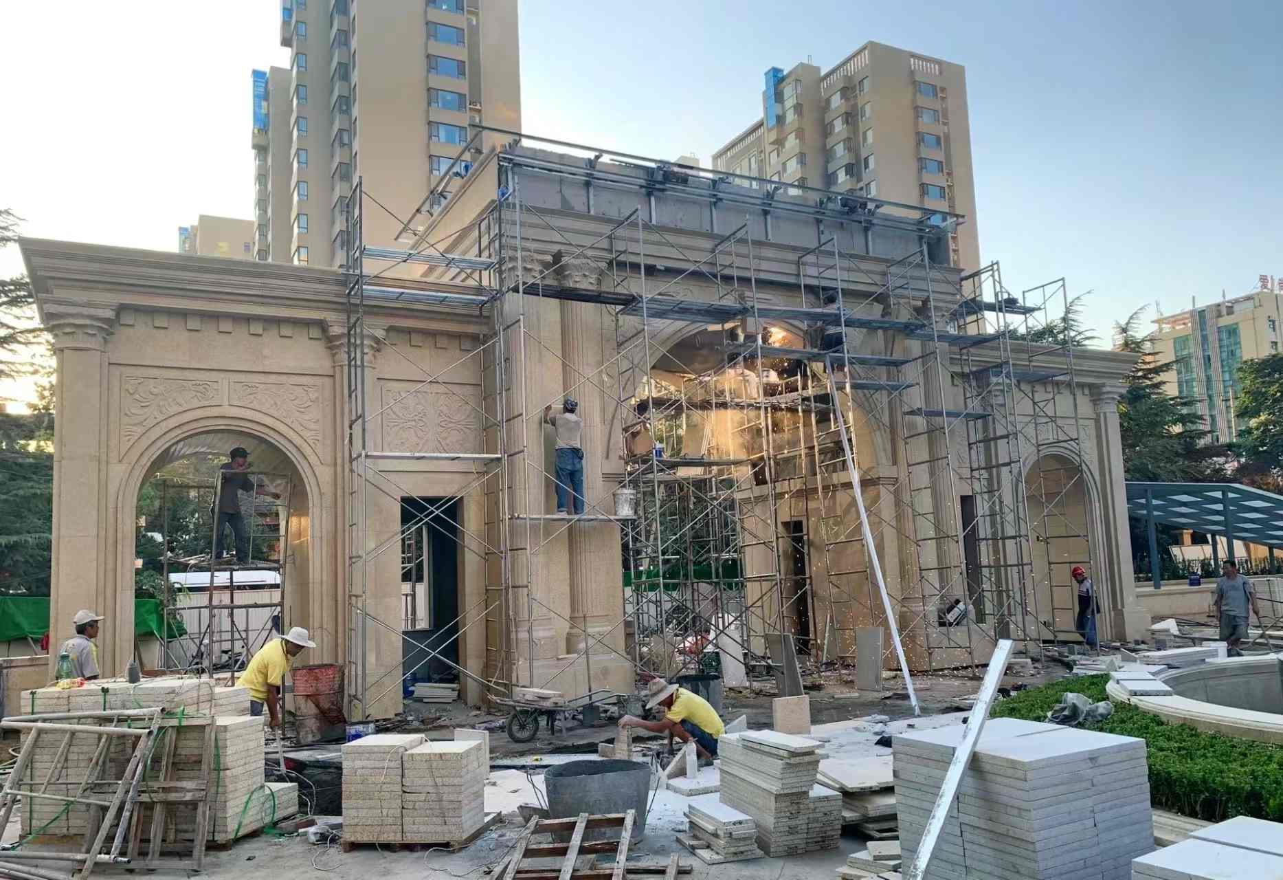 永州 黄金麻荔枝面花岗岩小区门楼外墙干挂